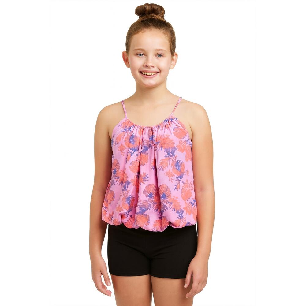 Excellent Tucker + Tate Girls Pink Purple Tropical Floral Tank Top Size XL 14/16